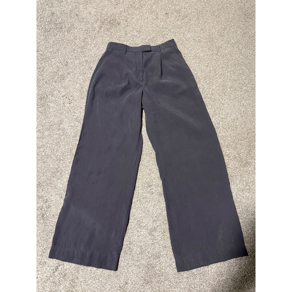 Abercrombie & Fitch Dark Grey Wide Leg Pleated Modal Blend Trousers Size 29R